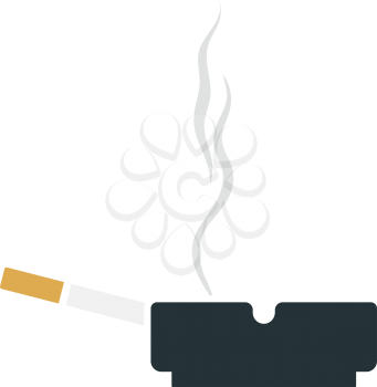 Cigarette In An Ashtray Icon. Flat Color Design. Vector Illustration.
