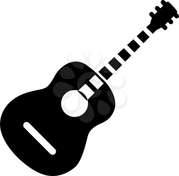 Acoustic Guitar Icon. Black Stencil Design. Vector Illustration.