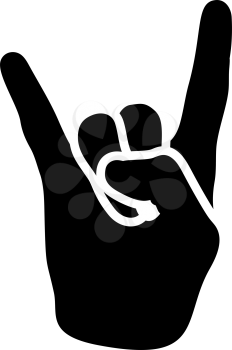 Rock Hand Icon. Black Stencil Design. Vector Illustration.