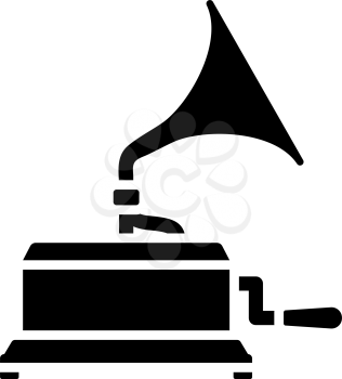 Gramophone Icon. Black Stencil Design. Vector Illustration.