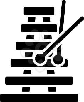 Xylophone Icon. Black Stencil Design. Vector Illustration.