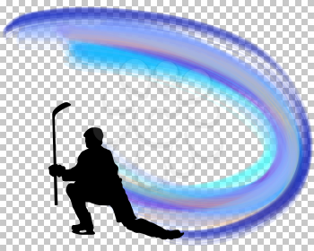 Hockey player silhouette with line background. Vector illustration with transparency EPS 10.