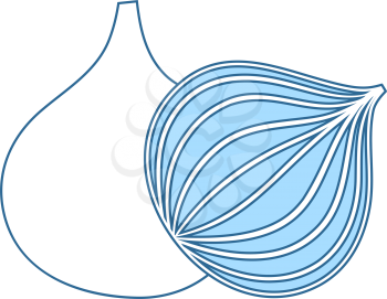 Onion Icon. Thin Line With Blue Fill Design. Vector Illustration.