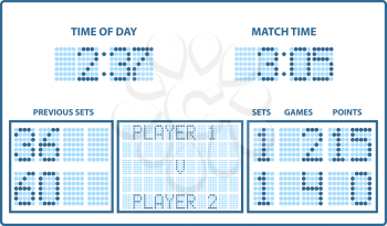 Tennis Scoreboard Icon. Thin Line With Blue Fill Design. Vector Illustration.
