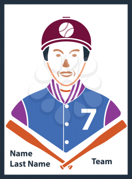 Baseball Card Icon. Flat Color Design. Vector Illustration.
