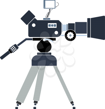 Movie Camera Icon. Flat Color Design. Vector Illustration.