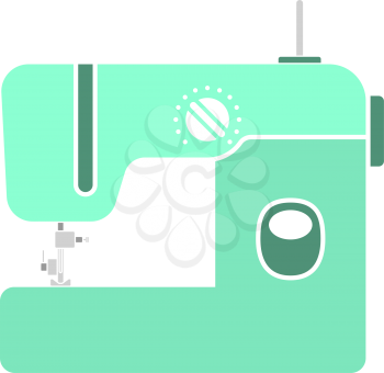 Modern Sewing Machine Icon. Flat Color Design. Vector Illustration.
