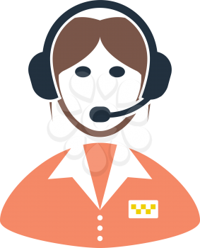 Taxi Dispatcher Icon. Flat Color Design. Vector Illustration.