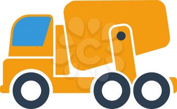 Icon Of Concrete Mixer Truck. Outline With Color Fill Design. Vector Illustration.
