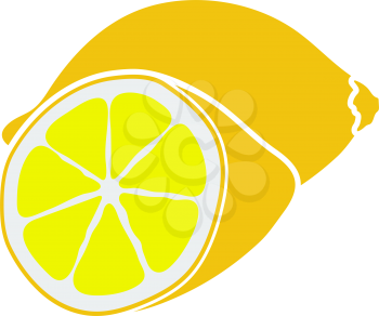 Lemon Icon. Flat Color Design. Vector Illustration.