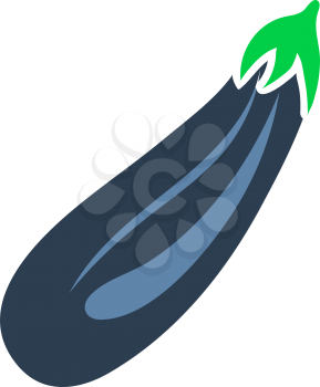 Eggplant Icon. Flat Color Design. Vector Illustration.