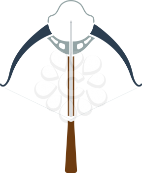 Icon Of Crossbow. Flat Color Design. Vector Illustration.