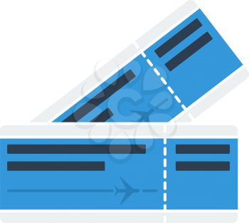 Two Airplane Tickets Icon. Flat Color Design. Vector Illustration.