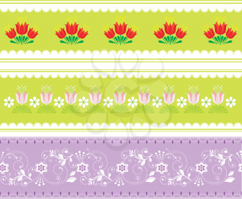 Royalty Free Clipart Image of a Floral Strips