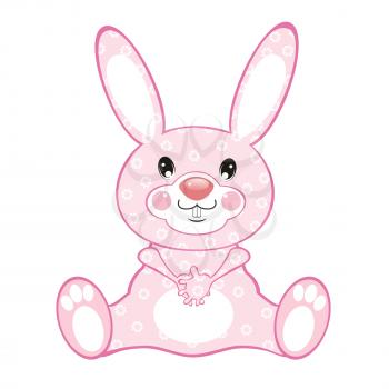 Royalty Free Clipart Image of a Pink Rabbit