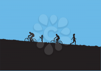 Royalty Free Clipart Image of Mountain Bikers
