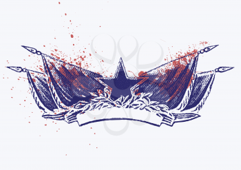 Royalty Free Clipart Image of a Star Shaped Banner