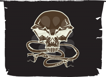 Royalty Free Clipart Image of a Skull and Snakes
