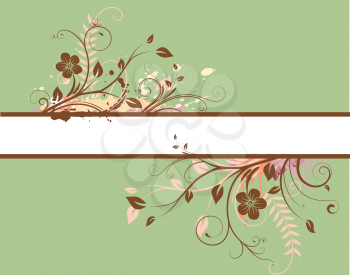 Royalty Free Clipart Image of a Green Floral Background