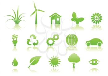 Royalty Free Clipart Image of Green Environmental Icons