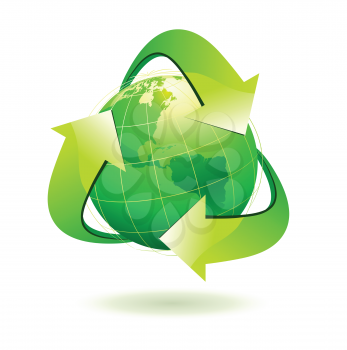 Royalty Free Clipart Image of a Green Recycling Symbol