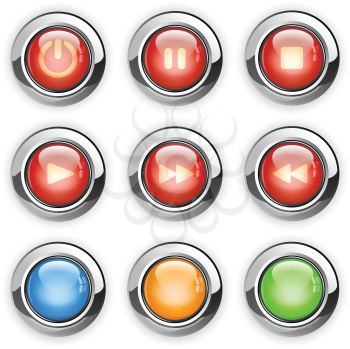 Royalty Free Clipart Image of Round Media Player Buttons