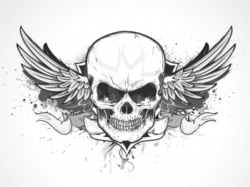 Royalty Free Clipart Image of a Winged Skull