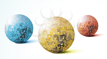 Royalty Free Clipart Image of Three Disco Balls