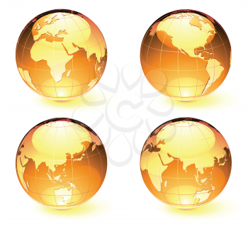 Royalty Free Clipart Image of Four Globes 