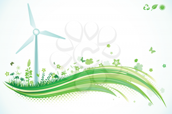 Royalty Free Clipart Image of a Wind Turbine Background