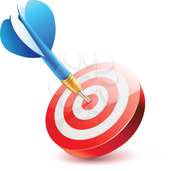 Royalty Free Clipart Image of a Dartboard and Dart