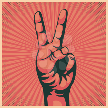 Royalty Free Clipart Image of a Hand Giving a Victory Sign