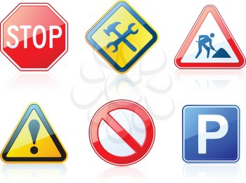 Royalty Free Clipart Image of Road Signs