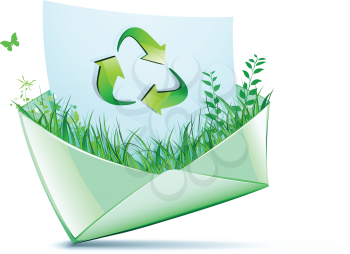 Royalty Free Clipart Image of a Recycling Symbol on an Envelope