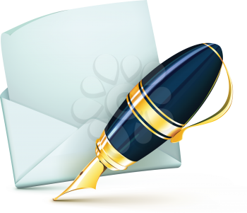 Royalty Free Clipart Image of a Pen and Envelope