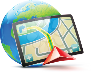 Royalty Free Clipart Image of a Global Positioning System Concept