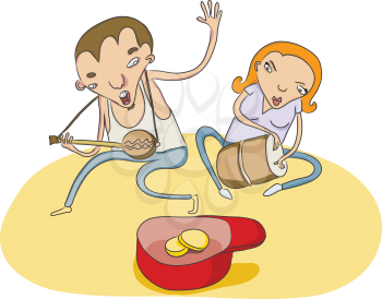 Royalty Free Clipart Image of People Performing