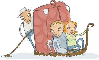 Royalty Free Clipart Image of a Couple on a Gondola