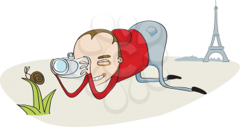 Royalty Free Clipart Image of a Tourist Taking a Picture