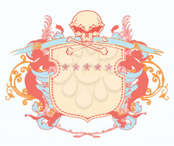 Royalty Free Clipart Image of a Skull Heraldic Shield