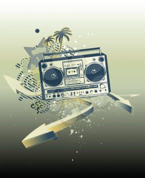 Royalty Free Clipart Image of a Boombox Background