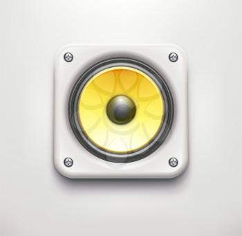 Vector illustration of detailed sound loud speaker icon on soft background