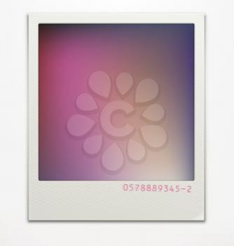 Vector illustration of blank retro polaroid photo frame over soft background with color correction layer for vintage faded look of your photos. Easy to use.