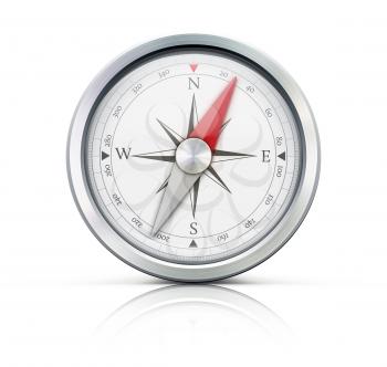 Vector illustration of highly detailed compass isolated on a white background.