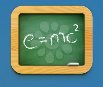 Vector illustration of physics class icon with green blackboard 