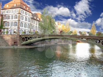 Royalty Free Photo of the Bridge Over the Canal near the Old Strasbourg