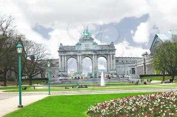 Cinquantennaire Park in Brussels in spring