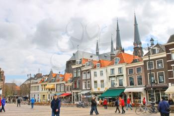 DELFT, THE NETHERLANDS - APRIL 7, 2012 : The central square  in Delft. Netherlands