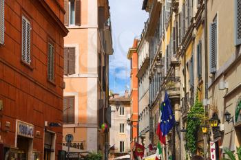 ROME, ITALY - MAY 04, 2014: House on a narrow street in the center of Rome, Italy