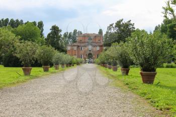 Villa Sorra, Italy - August 10, 2017: Tourists in baroque palace and park of Villa Sorra. Castelfranco Emilia, Modena, Italy
